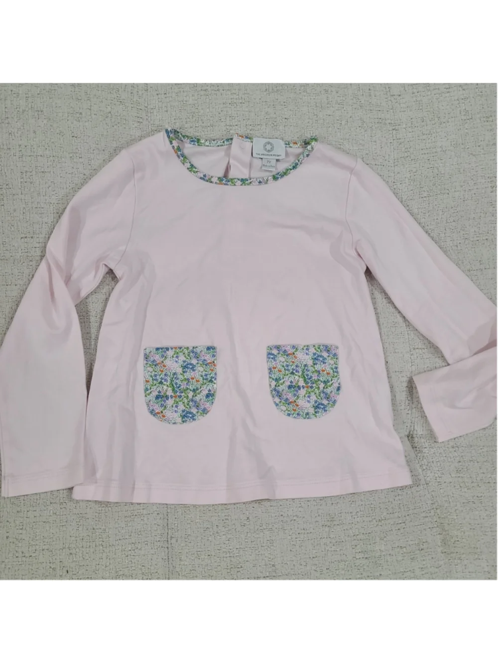 Proper Peony Girls Set Size 7 Pink Top Floral Leggings Boutique Pima Cotton
